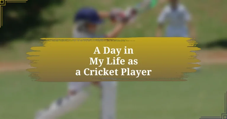 A Day in My Life as a Cricket Player