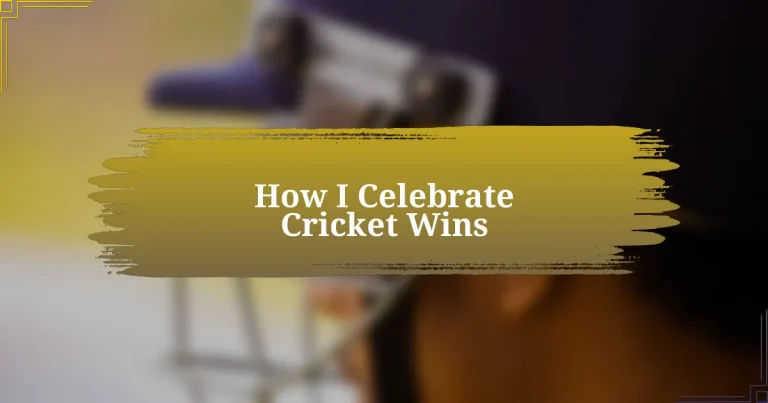 How I Celebrate Cricket Wins