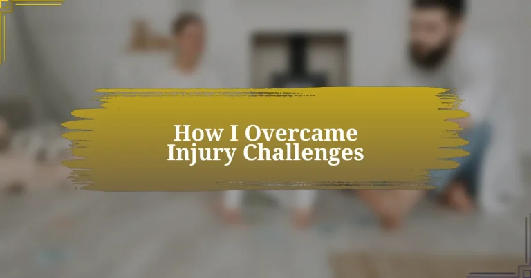 How I Overcame Injury Challenges