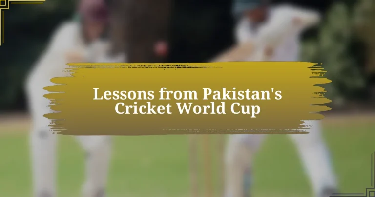 Lessons from Pakistan’s Cricket World Cup