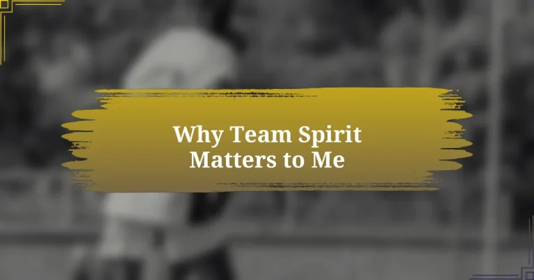 Why Team Spirit Matters to Me